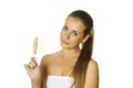 Attractive girl with a lollipop Royalty Free Stock Photo