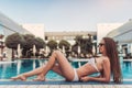Attractive girl near swimming pool Royalty Free Stock Photo