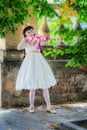 Attractive girl with pink rifle Royalty Free Stock Photo