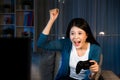 Attractive girl playing television video game Royalty Free Stock Photo