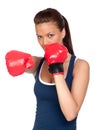 Attractive girl practicing boxing Royalty Free Stock Photo