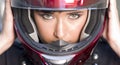 Attractive Girl Red Full Face Helmet Motorcycle