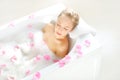 Attractive girl relaxing in bath Royalty Free Stock Photo