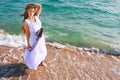 Attractive girl in white dress Royalty Free Stock Photo