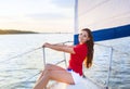 Attractive girl on a yacht at summer day Royalty Free Stock Photo