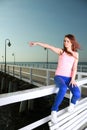Attractive girl Young woman looking at sea Royalty Free Stock Photo