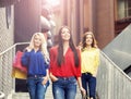 Attractive girls walking in the city center Royalty Free Stock Photo