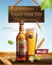 Attractive glass bottle wheat beer