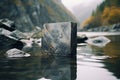 attractive gray rocks on the beautiful lake