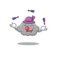 An attractive grey cloud cartoon design style playing juggling