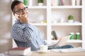 Attractive guy on phone Royalty Free Stock Photo