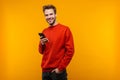 Attractive young man wearing pullower standing Royalty Free Stock Photo