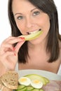 Attractive Healthy Young Woman Eating a Norwegian Style Breakfast Royalty Free Stock Photo