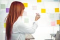 Attractive hipster woman writing on sticky notes Royalty Free Stock Photo