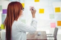 Attractive hipster woman writing on sticky notes Royalty Free Stock Photo