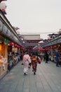 Attractive Japanese Girl wearing kimono at Asakusa Temple, Tokyo, Japan. 25th February. 2021