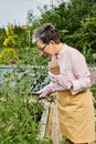 attractive jolly mature woman with glasses