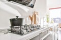 Attractive kitchen with stylish and modern gas hob Royalty Free Stock Photo