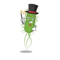 An attractive Magician of e.coli bacteria cartoon design