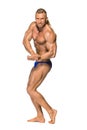 Attractive male body builder on white background Royalty Free Stock Photo