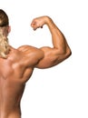 Attractive male body builder on white background Royalty Free Stock Photo