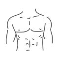 Attractive male body in front view. Doodle vector illustration