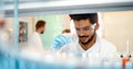 Attractive student of chemistry working in lab Royalty Free Stock Photo