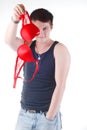 Attractive man with bra Royalty Free Stock Photo