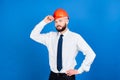 Attractive man builder, architect, smiling looking at the camera Royalty Free Stock Photo