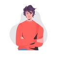 Attractive man with folded hands guy model in trendy casual clothes male cartoon character portrait Royalty Free Stock Photo