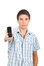 Attractive man giving phone mobile Royalty Free Stock Photo