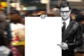 Attractive Man Holding Blank White Sign Royalty Free Stock Photo