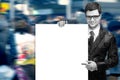 Attractive Man Holding Blank White Sign Royalty Free Stock Photo