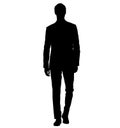 An attractive man in a men`s business men slim suit, jacket for wedding and business. silhouette Royalty Free Stock Photo