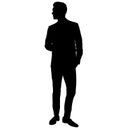 An attractive man in a men`s business men slim suit, jacket for wedding and business. silhouette Royalty Free Stock Photo