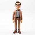 Realistic Figurine Of Standing Man With Glasses In Cartoon Style