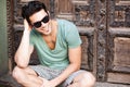 Attractive man smiling wearing sunglasses Royalty Free Stock Photo