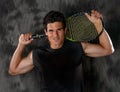 Attractive Man With Tennis Racket Royalty Free Stock Photo