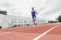 Attractive man Track Athlete Running On Track Royalty Free Stock Photo