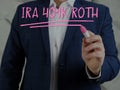 Attractive Manager with marker writing IRA 401K ROTH Individual Retirement Accounts
