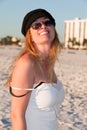 Attractive Middle Aged Blond Woman at the Beach Royalty Free Stock Photo