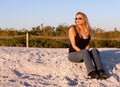 Attractive Middle Aged Blond Woman at the Beach Royalty Free Stock Photo