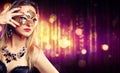 Attractive Model Woman Wearing Carnival Mask Royalty Free Stock Photo