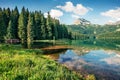 Attractive morning view of Black Lake  Crno Jezero . Beautiful summer scene of Durmitor Nacionalni Park, Zabljak location, Royalty Free Stock Photo