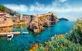Attractive morning view of famous Fort Bokar in city of Dubrovnik. Bright summer seascape of Adriatic sea, Croatia, Europe.