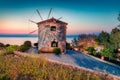 Attractive morning view of famous Korithi windmills. Early morning scene of Zakynthos island, Ionian Sea, Greece, Europe. Beauty o