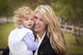 Attractive Mother and Son Portrait Outside