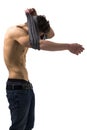 Attractive muscular trendy young man undressing Royalty Free Stock Photo