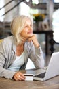 Attractive older woman with laptop computer and credit card Royalty Free Stock Photo