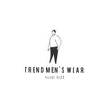 Attractive overweight man. Vector hand drawn logo template. Body positive, plus size concept.